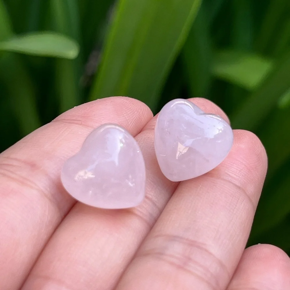 925 silver post‎ Rose quartz heart ear studs